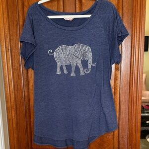 SJS Dark Blue Women's Tee with Elephant Design